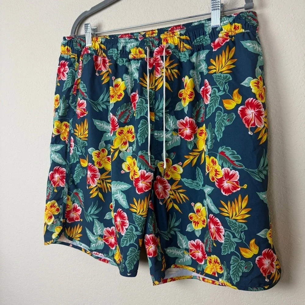Fair Harbor Anchor Swim Trunks | Men’s XXL | Yellow Tropics